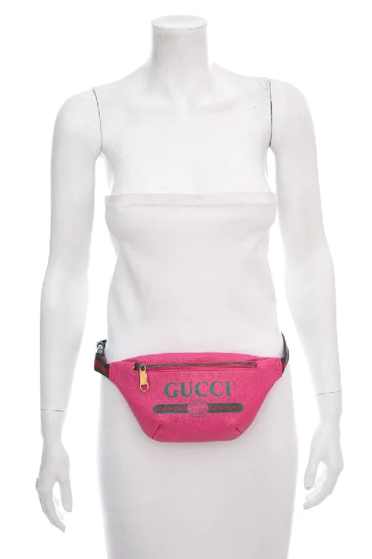 Women Gucci crossbody bags with a printed floral patternGucci Pink Bum Bag Logo Belt Bag