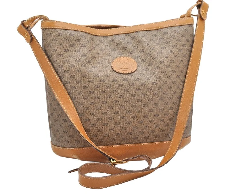 Ladies Gucci Dionysus bags with a chain - link shoulder strapAuthentic GUCCI Micro GG PVC Leather Shoulder Cross Body Bag Brown 5079K