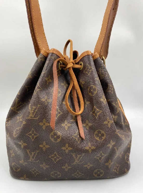 Louis Vuitton crossbody bags with a woven leather strap for textureLouis Vuitton Petit Noé Bag