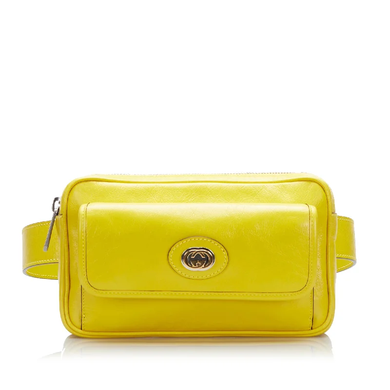 Women Gucci bags with a front - zip pocket for small itemsGucci Interlocking G Morpheus Belt Bag Yellow