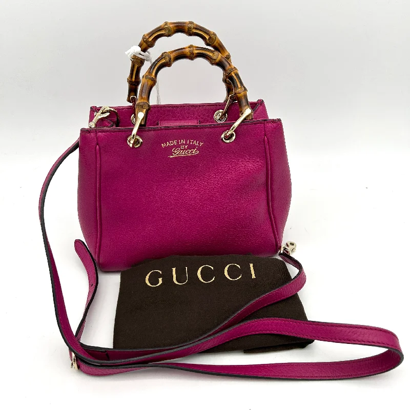 Gucci Marmont bags for women with gold - toned hardwareGucci Pink Leather Bamboo Handle Satchel Medium