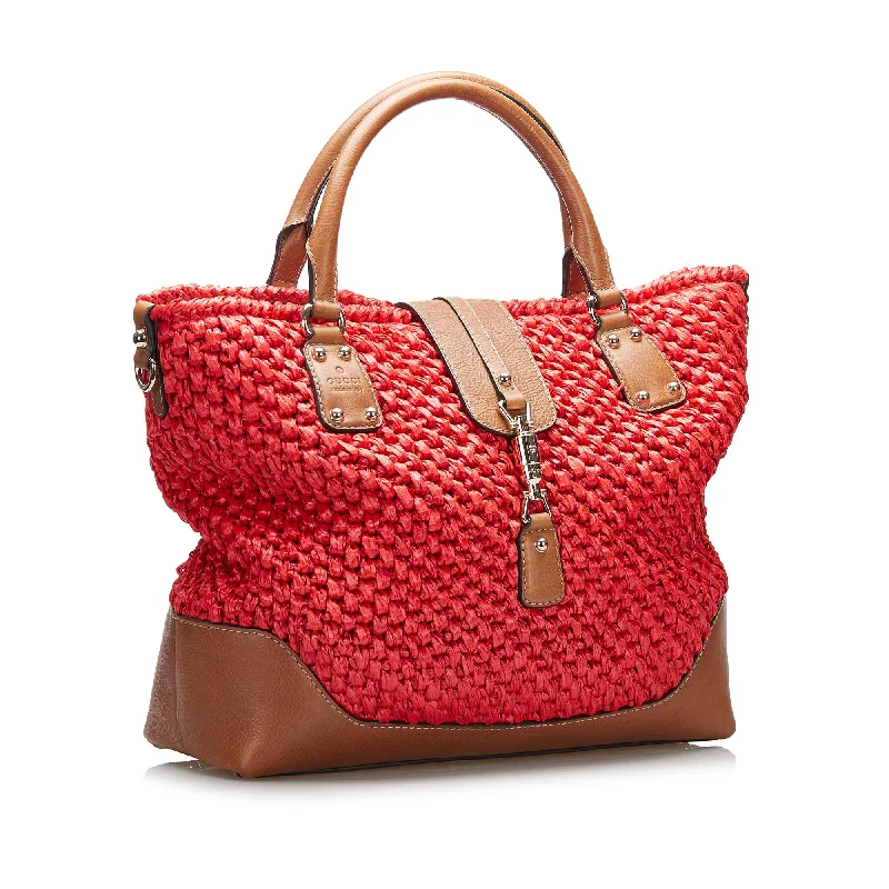 Gucci tote bags for women with a water - resistant coatingGucci New Jackie Wicker Tote Bag (SHG-G2qUHn)