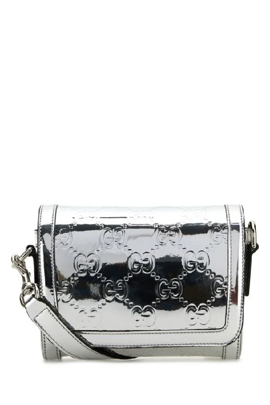 Women Gucci bags with a zippered interior pocketGucci Man Silver Leather Crossbody Bag