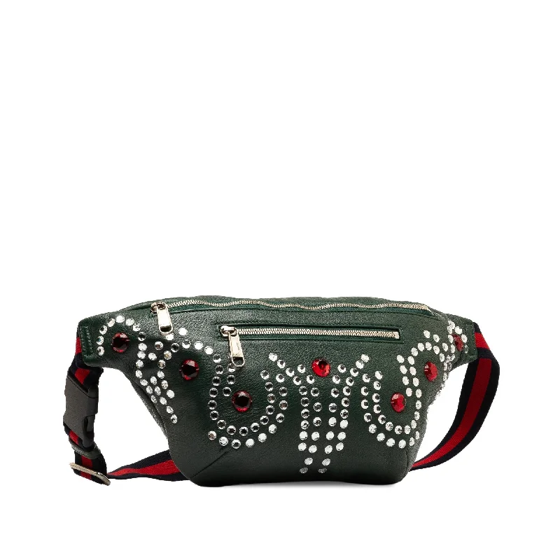 Women Gucci bags with a detachable mobile phone holderGucci Crystal Embellished Web Belt Bag (OE46EQ)