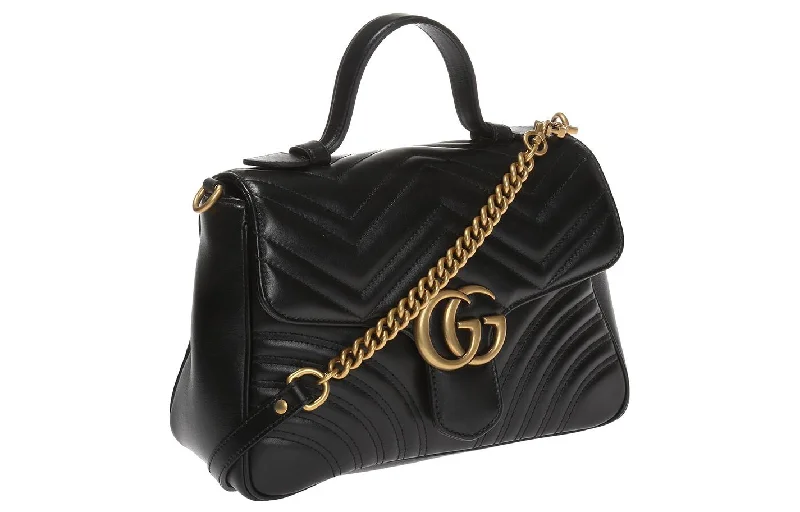 Ladies Gucci handbags with a detachable coin purse inside(WMNS) GUCCI GG Marmont Series Bag Small-Size Black 498110-DTDIT-1000