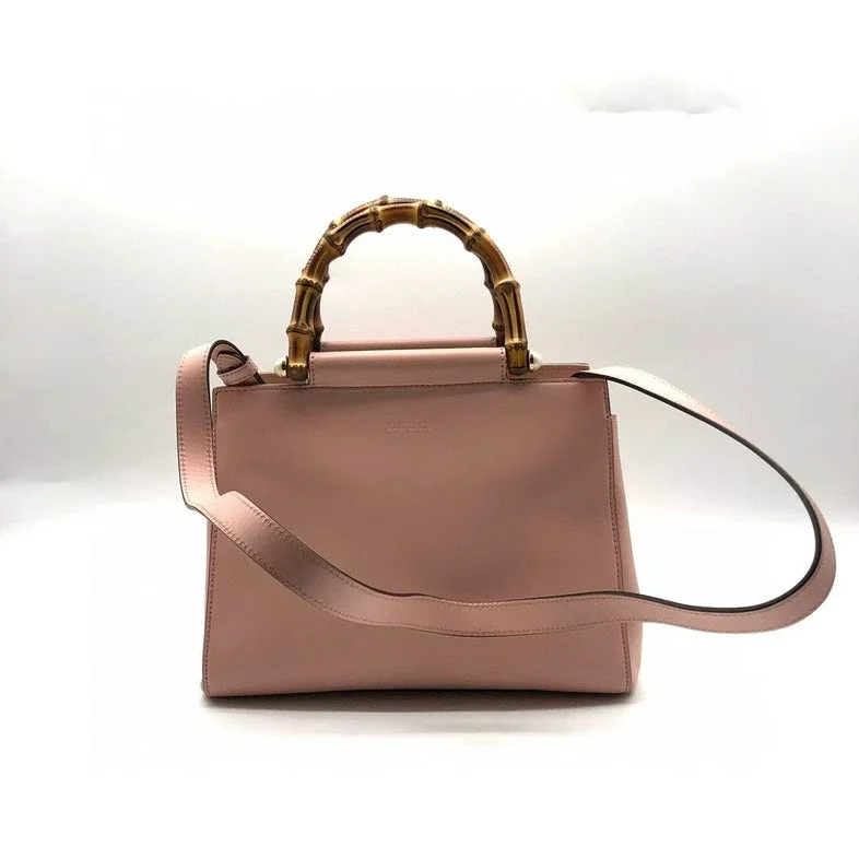 Gucci crossbody bags for women with adjustable leather strapsGucci Pink Bamboo Handle Two Way Bag Medium Size