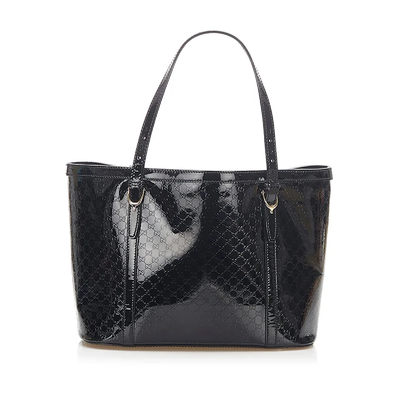 Small - sized Women Gucci shoulder bags for evening outingsGucci Microguccissima Nice Patent Leather Tote Bag (SHG-18489)