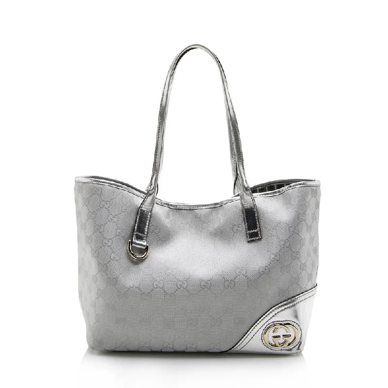 Gucci Marmont bags for women with a snakeskin - effect panelGucci Metallic GG Canvas Britt Small Tote (SHF-13874)