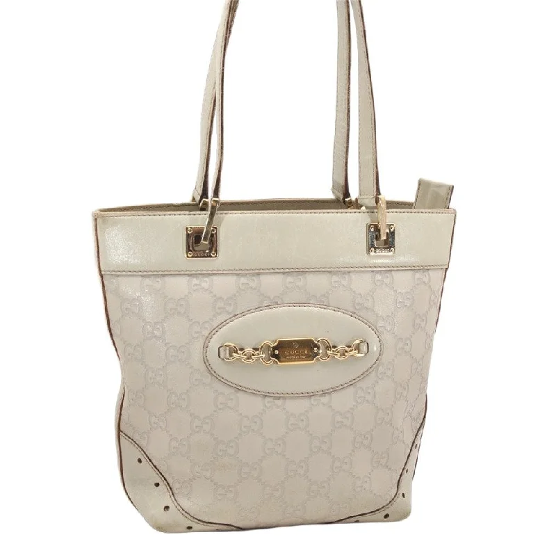 Gucci handbags for women with a patent - leather finishAuthentic GUCCI Guccissima GG Leather Hand Bag Purse 145994 White 4704K