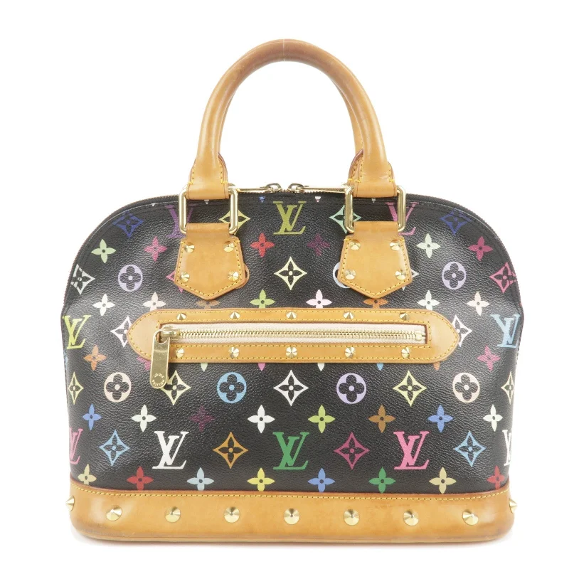 Louis Vuitton bags with a chain - link trim and a leather body for a modern edgeLouis Vuitton Monogram Multi Color Alma Hand Bag Noir M92646