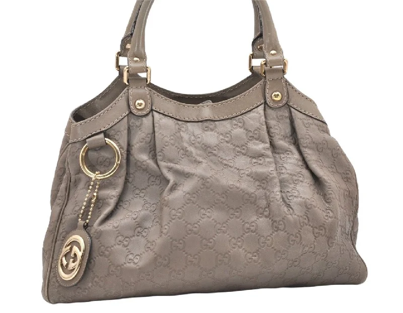 Women Gucci bags with a zip - around closure for securityAuthentic GUCCI Sukey Guccissima Tote Hand Bag GG Leather 211944 Gray 4713K