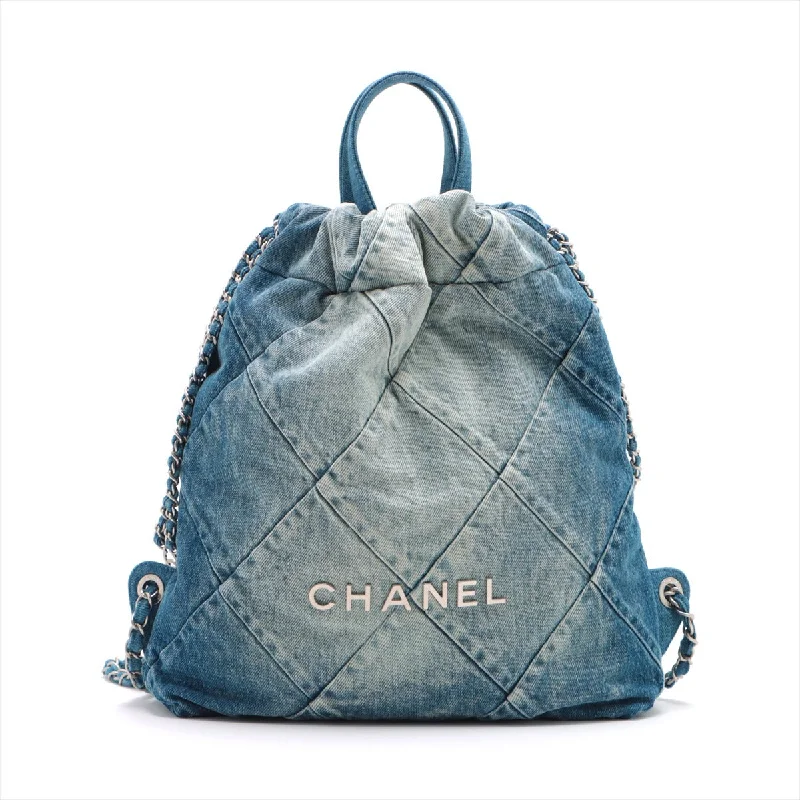 Chanel Colorful Handbag for Spring OutfitsChanel 22 Backpack Denim Chainsaw Blue Silver  AS3859