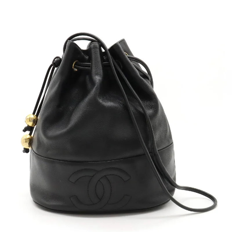 Chanel bags with iconic stitching detailsChanel Black Lambskin Bucket Shoulder Bag