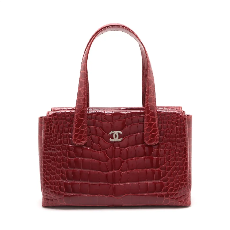 Chanel bags with gold, silver, and pearl accentsChanel Coco Crocodile Tote Bag Red Silver G  9th