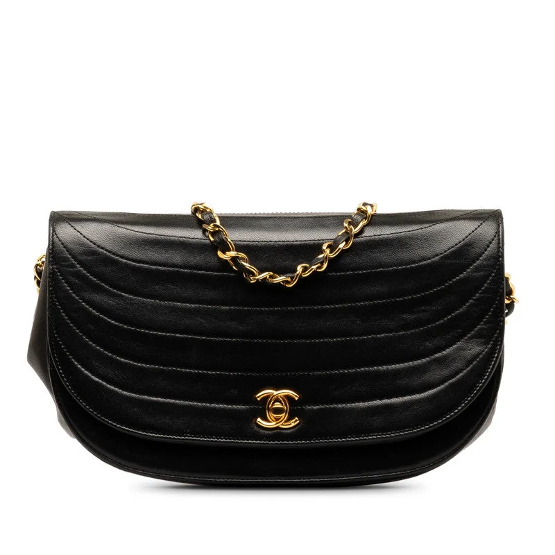 Chanel bags for women with a taste for high fashionChanel Coco Half Moon Chain Shoulder Bag Black   Chanel