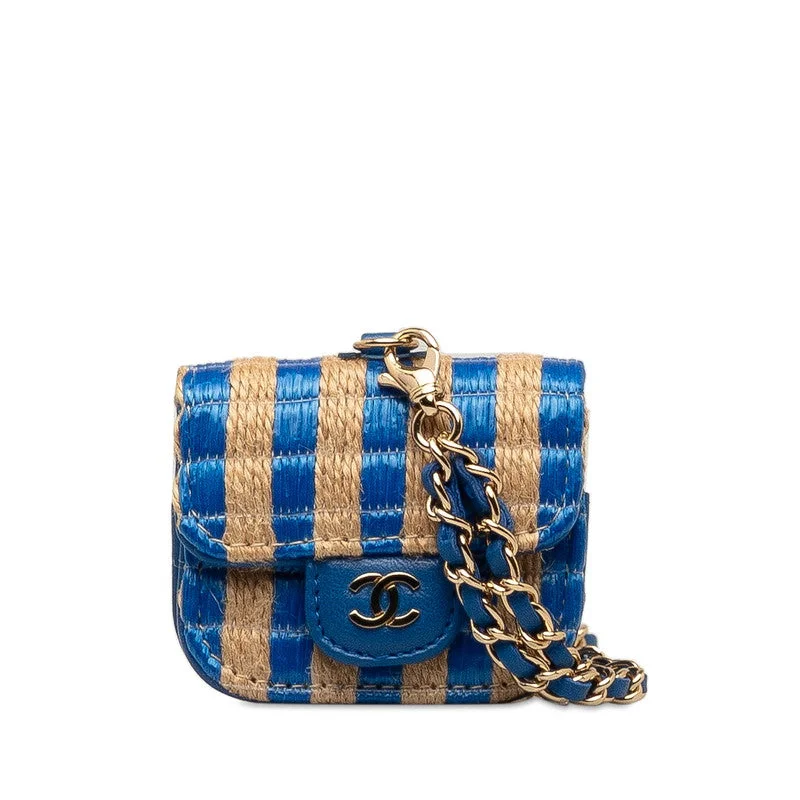 Chanel bags that pair perfectly with any outfitChanel Coco Yale pods pro case blue beige raffia leather ladies CHANEL