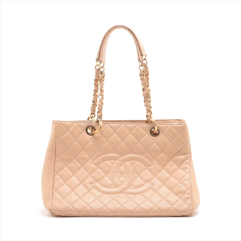 Chanel bags with intricate metal hardwareChanel GST Caviar S Chantrotot Bag Beige G