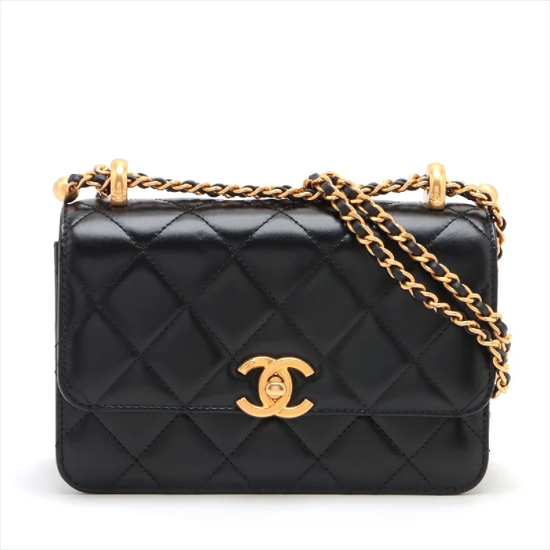 Chanel Black Handbag for Business MeetingsChanel Lambskin  Chain Shoulder Bag Black G  AS2615