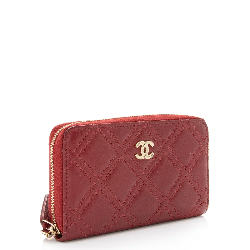 Chanel Designer Handbag with Unique DesignChanel Lambskin Diamond Stitched CC Small Zip Around Wallet (w55x0Z)