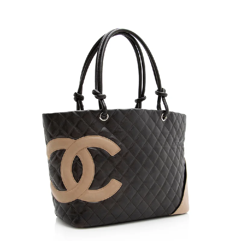 Chanel bags for those who value investment piecesChanel Lambskin Ligne Cambon Large Shopping Tote (19535)