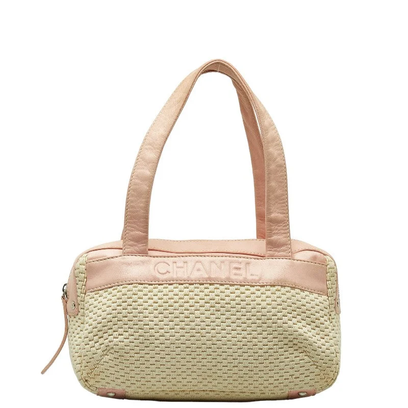 Chanel bags that pair perfectly with any outfitChanel Logo One-Shoulder Bag Handbag Pink Natural Leather Cotton  CHANEL