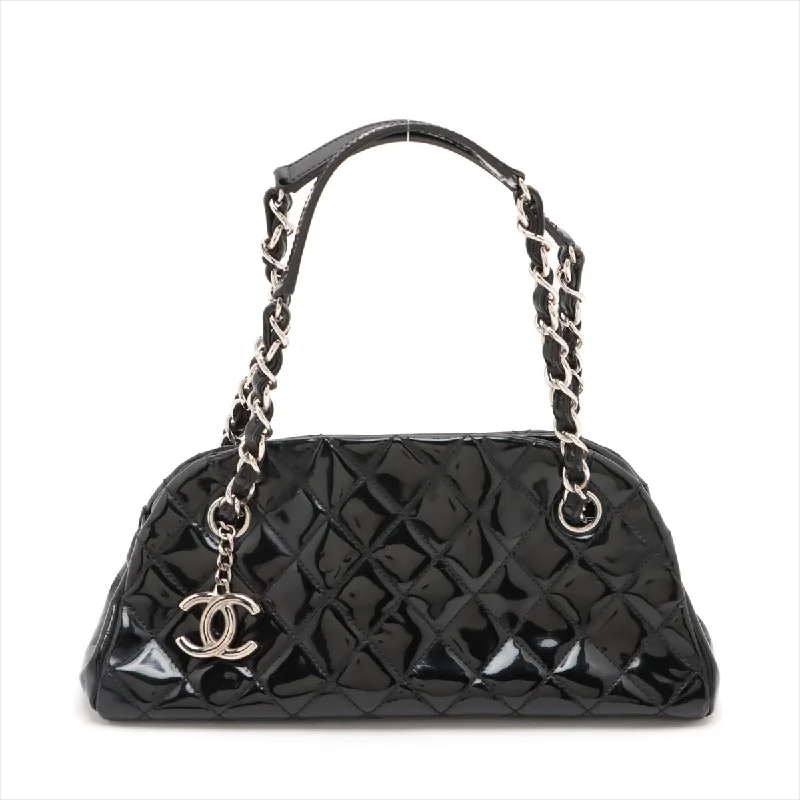 Chanel leather bags for everydChanel Mademoiselle Patent Leather Chain Shoulder Bag Black Silver G  14th