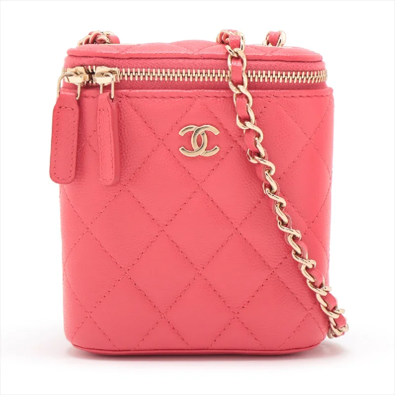 Chanel bags with chain and leather strap combinationsChanel Matrasse Caviar S Chain Shoulder Bag Pink G