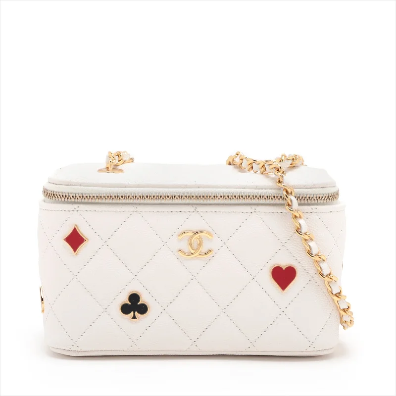 Chanel bags with adjustable chain strapsChanel Matrasse Caviar S Chain Shoulder Bag Vanity White G