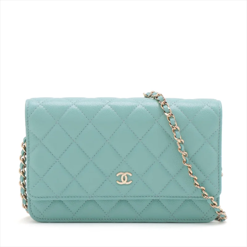 Chanel bags with classic and elegant designsChanel Matrasse Caviar S Chain Wallet Blue Silver G  29th