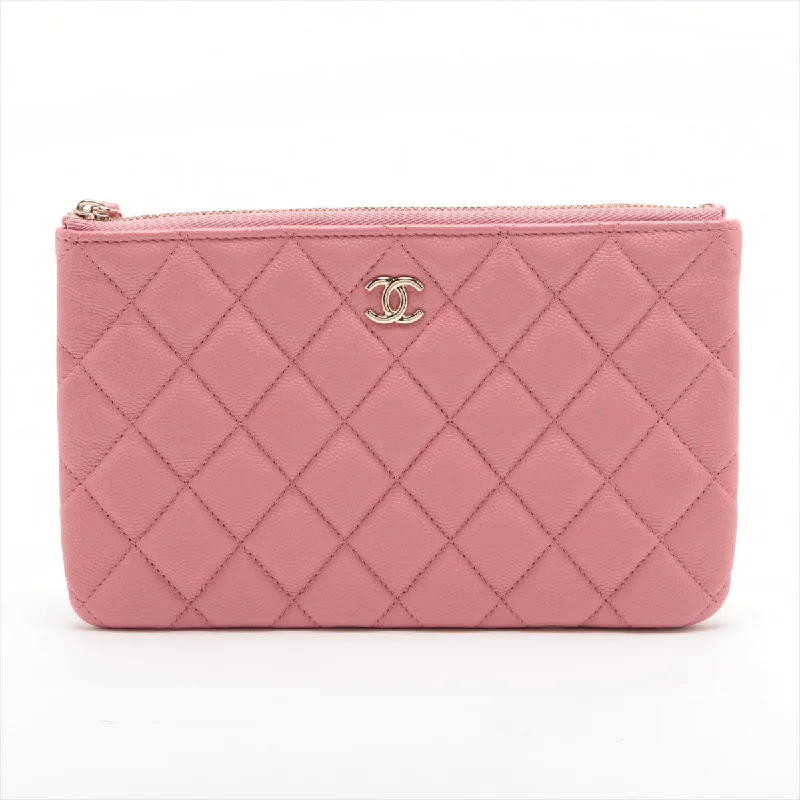 Chanel Handbag with Adjustable Strap for ComfortChanel Matrasse Caviar S Pouch Pink Gold  Random