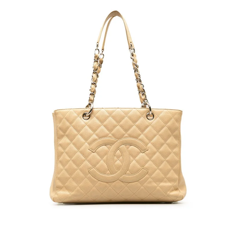 Chanel leather bags for everydChanel Matrasse Chain Tote Bag Beige Silver Caviar S  Chanel