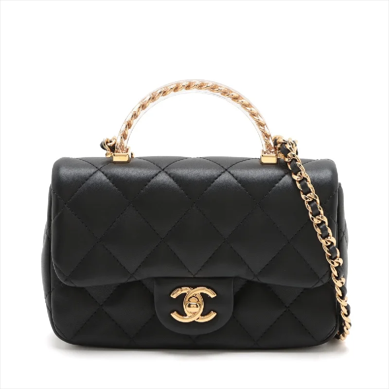 Chanel Black Handbag for Business MeetingsChanel Mini Matrasse  2WAY Shoulder Bag Top Handle Black G Gold