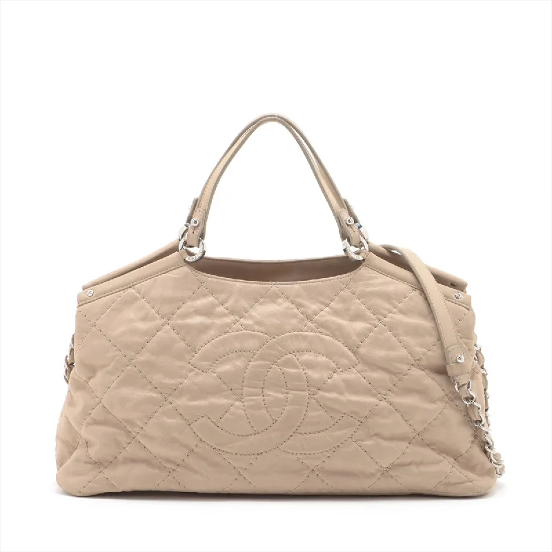 Chanel Vintage Inspired Handbag for Retro LoversChanel Wild Stick Leather Chain Shoulder Bag Coco Beige Silver Gold