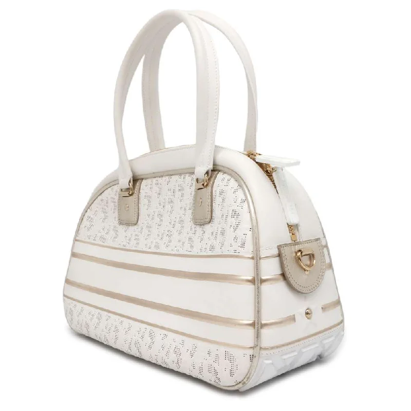 Christian Dior bags with a zip - top closure and multiple compartmentsDior Medium Classic Bowling Bag White/Gold Leather