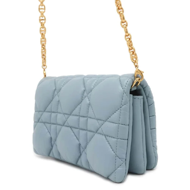 Contemporary Christian Dior handbags with a unique shapeDior Macrocannage Caro ChainShoulder Bag CloudBlue S5135UNGX Calf Leather Size Mini