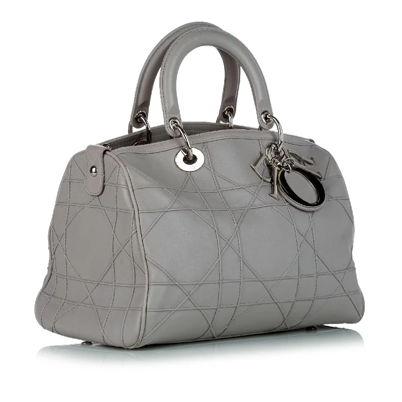 Contemporary Christian Dior handbags with a unique shapeChristian Dior Cannage Granville Leather Satchel