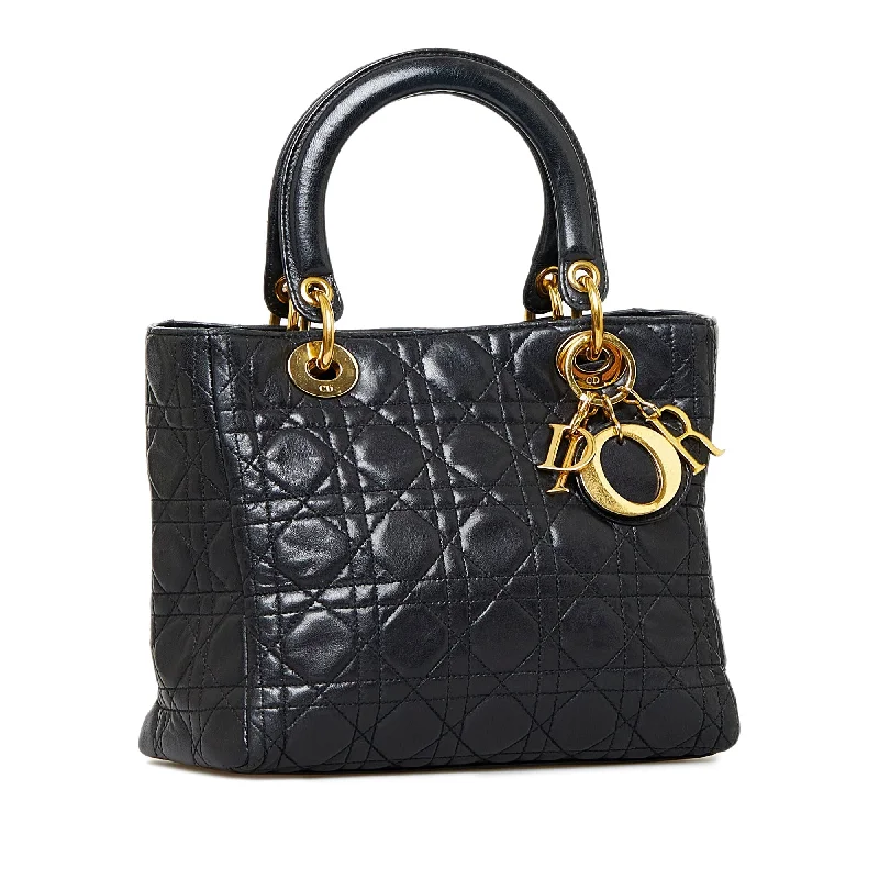 Christian Dior handbags with a removable shoulder strap for versatilityDior Lady Dior Medium Black Cannage Quilted Leather