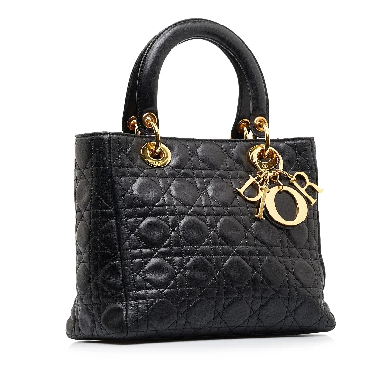 Christian Dior Saddle bags with a distressed leather finishDior Lady Dior Medium Black Cannage Quilted Leather