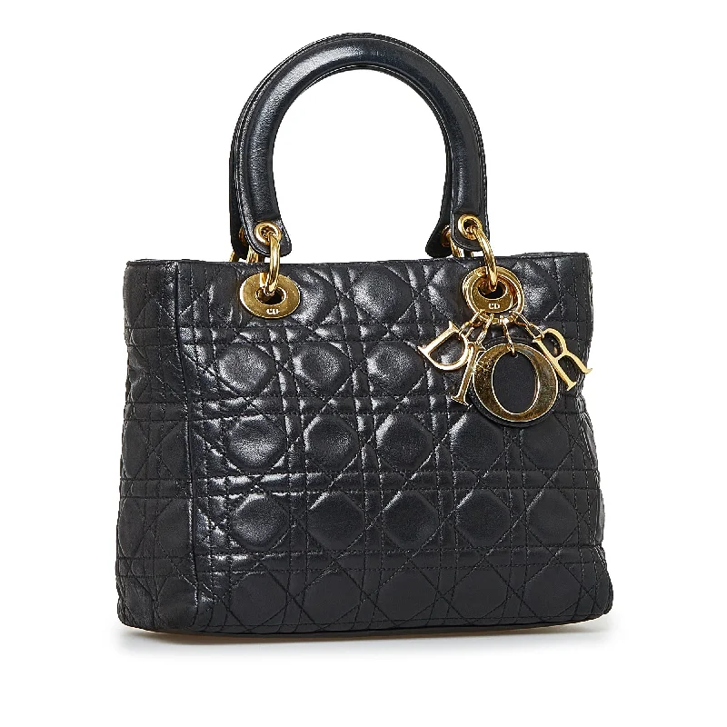 Christian Dior Saddle bags with a patent leather finish for a shiny lookDior Lady Dior Medium Cannage Quilted Leather