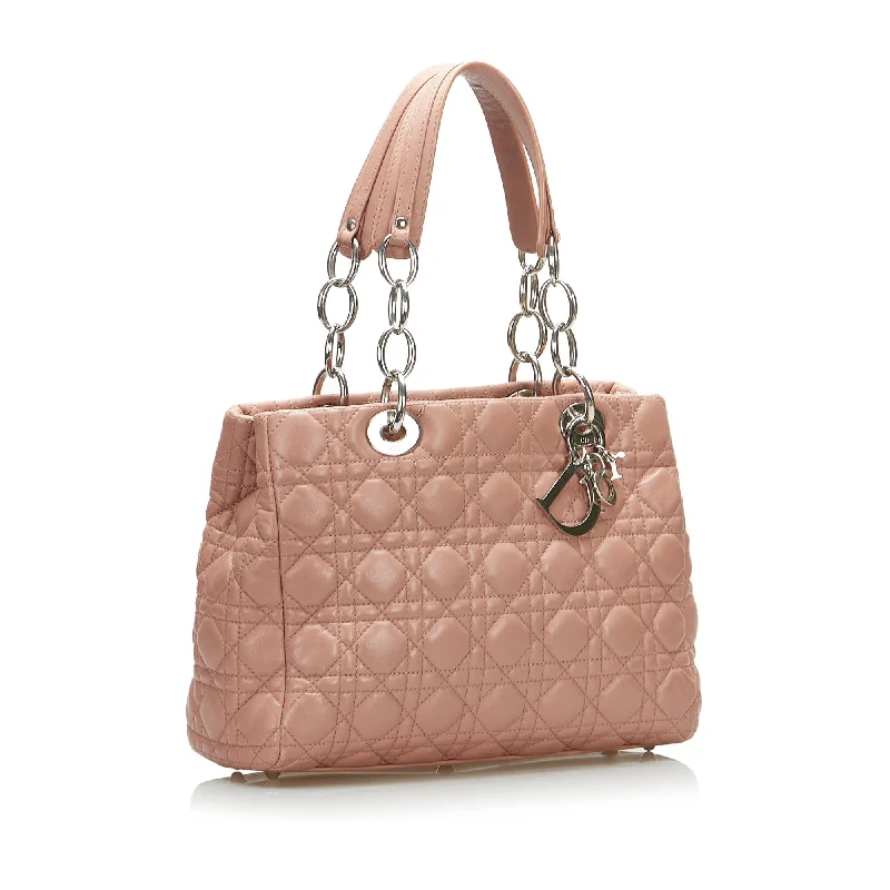 Christian Dior bags with a detachable coin purse insideDior Lady Dior Soft Shopper Pink Cannage Quilted Leather