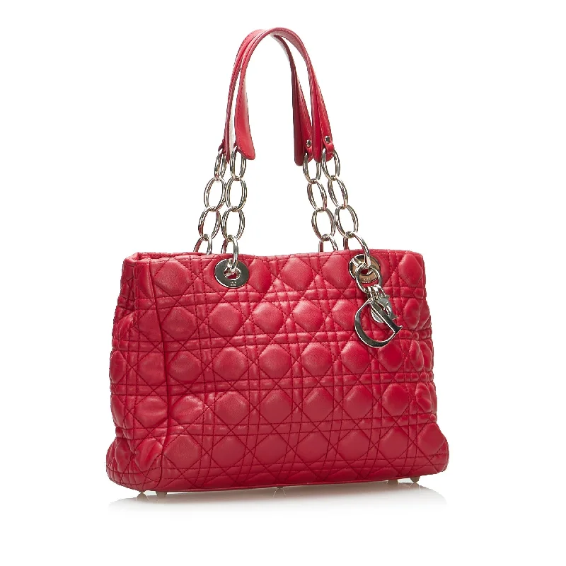 Christian Dior crossbody bags with a front - flap pocket for easy accessDior Lady Dior Soft Shopper Small Red Cannage Quilted Leather