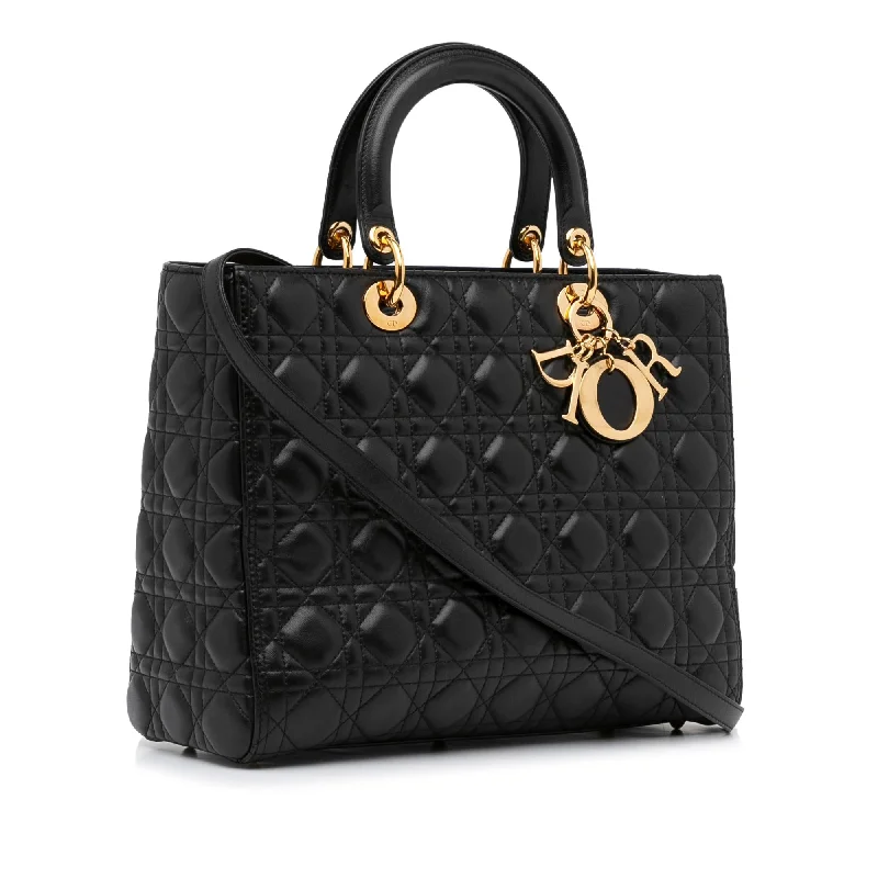 Christian Dior tote bags with a double - handle and shoulder - strap optionDior Large Cannage Lambskin Lady Dior (U6Y2QF)