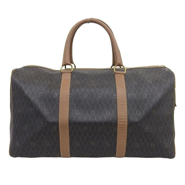 Christian Dior bags with a zip - top closure and multiple compartmentsDIOR Logo Pattern Boston Bag Dark Brown