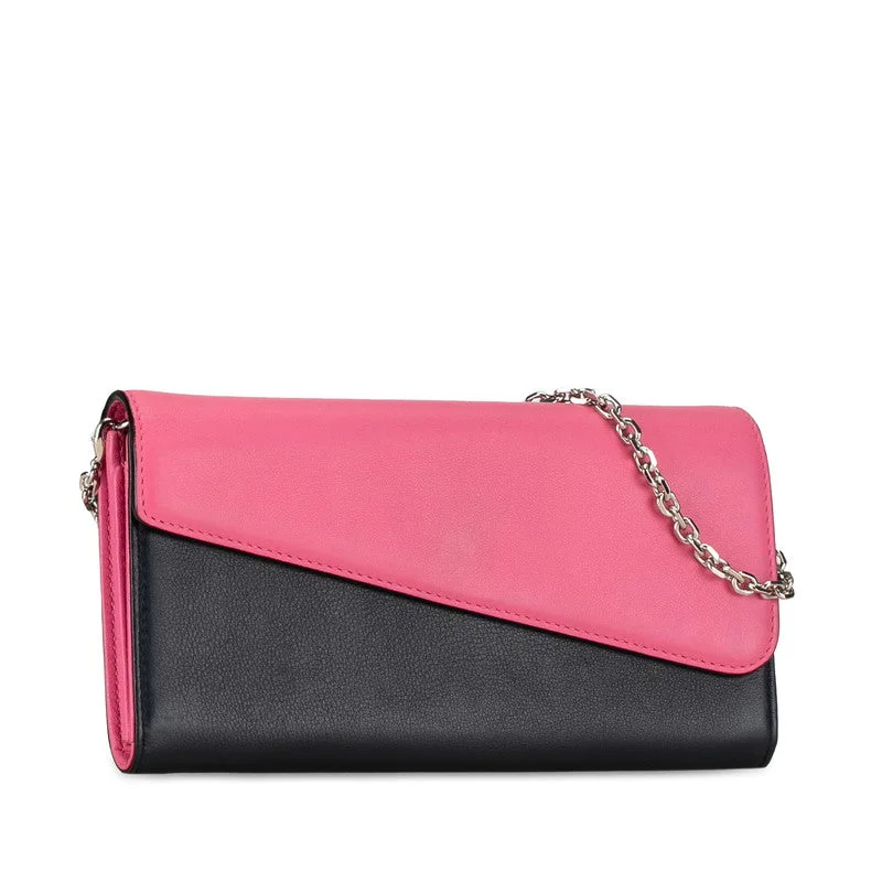 Christian Dior backpacks with a sleek, minimalist silhouetteDior Long Wallet Chain Wallet Pink Navy Leather  Dior ()