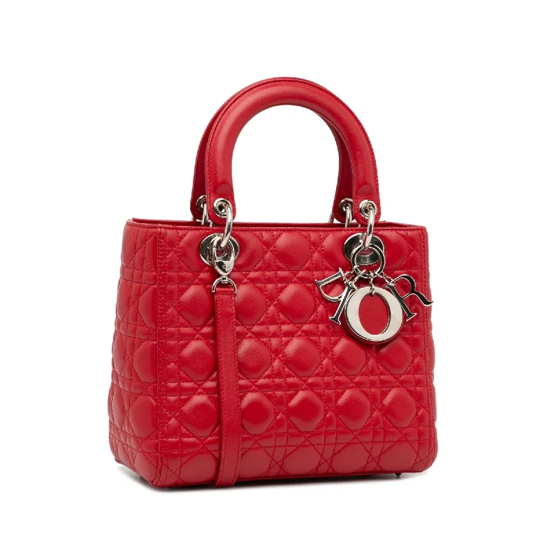 Christian Dior handbags with a snap - button closure and a decorative buckleDior Medium Cannage Lady Dior (BzO1hJ)