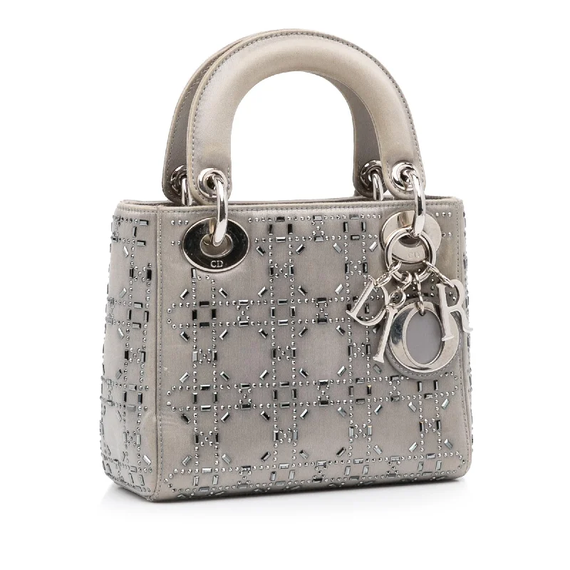 Christian Dior handbags with a snap - button closure and a decorative buckleDior Mini Crystal-Embellished Satin Lady Dior (V7EzWY)