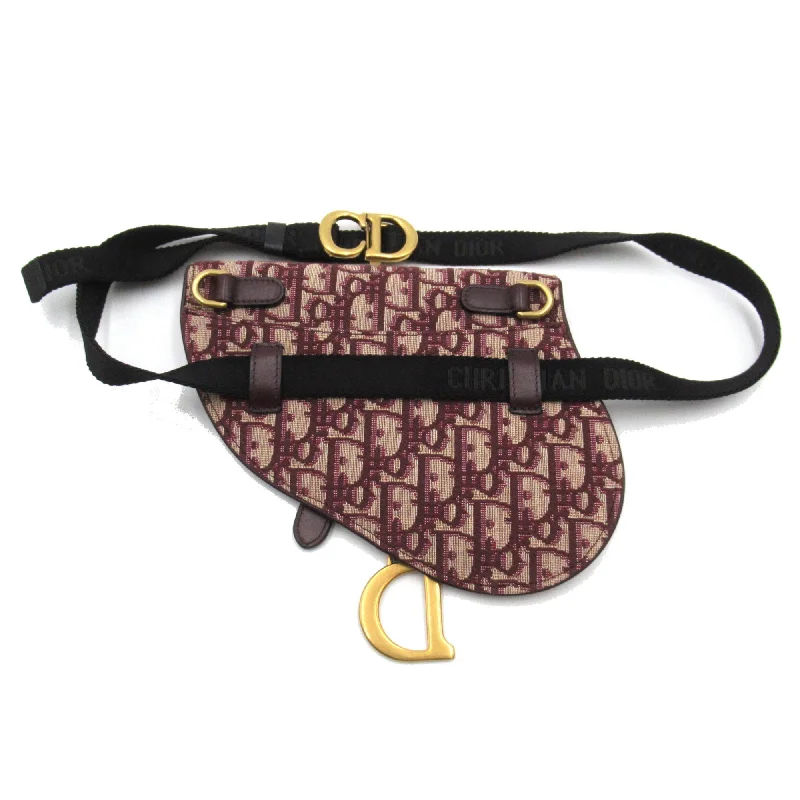 Christian Dior handbags with a snap - button closure and a decorative buckleDior Mini saddle bag Bordeaux system canvas