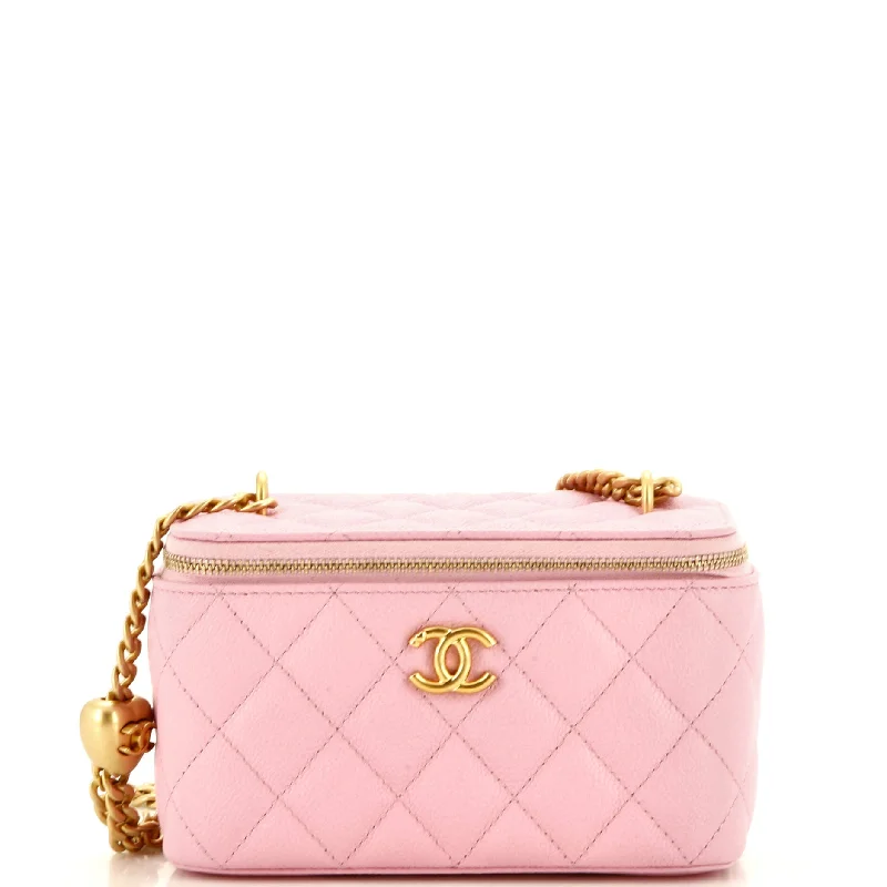 Christian Dior bags with a side - pocket for holding a water bottleSweet Heart Vanity Case with Chain Quilted Caviar Small