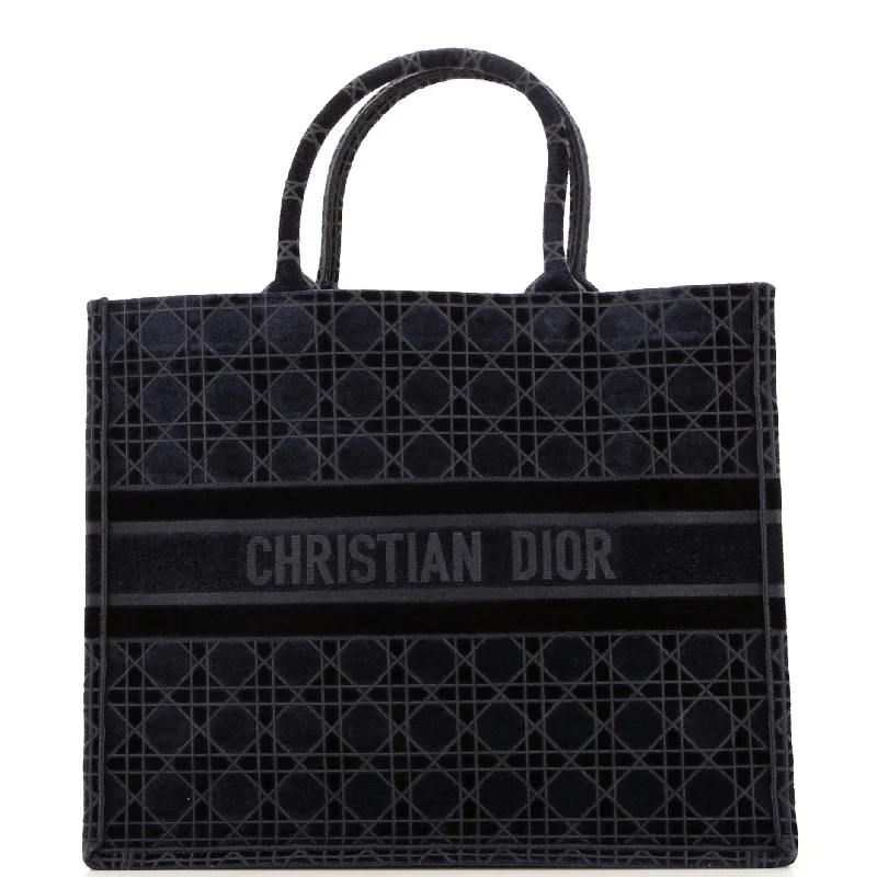 Stylish Christian Dior shoulder bags with a tassel - adorned zipperBook Tote Cannage Embroidered Velvet Large